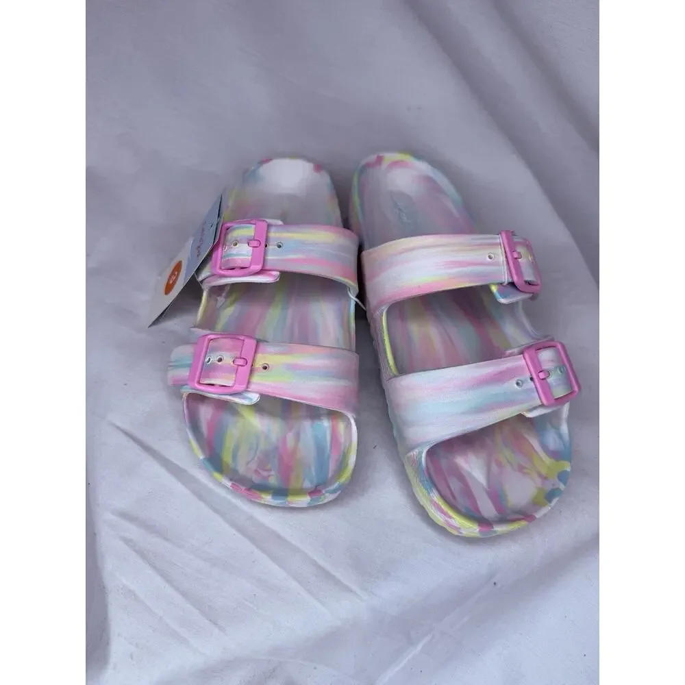 Cat & Jack Kids Noa EVA Cushioned Footbed Slide Sandals Multicolor Size 3, NWT